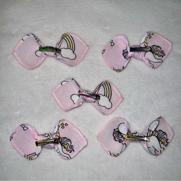 Pink Unicorn and Rainbow Cloud Bandana Knotted Hair Bow - Picture 10 of 11